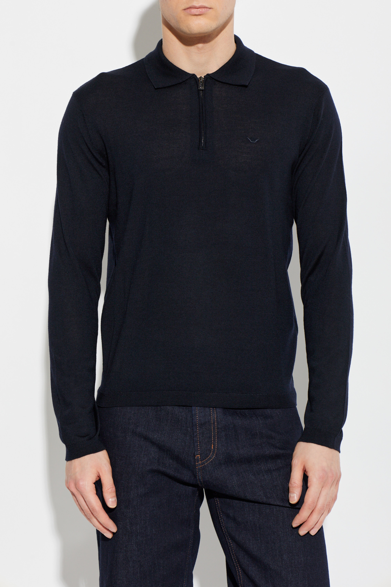 Emporio Armani Wool polo with embroidered logo | Men's | Vitkac